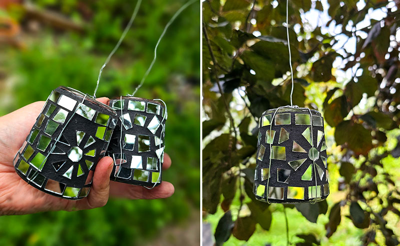 Ljushållare som mobil under ett träd