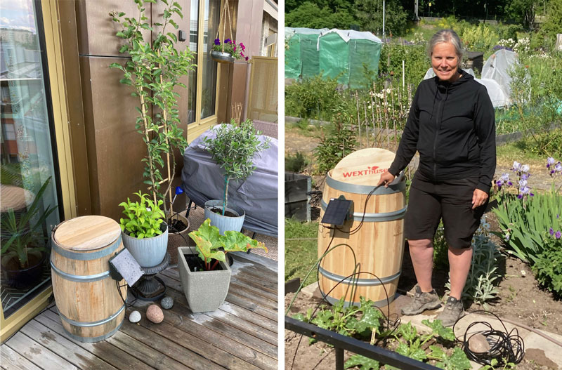 Solcellsdriven bevattning på balkong och i köksland