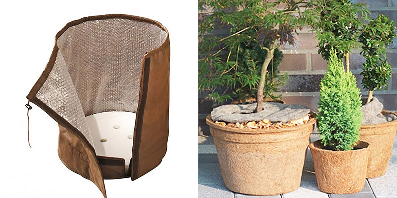 Vinterkydd för utekrukor av kokos och bubbelplast