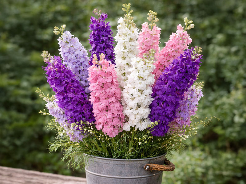 Plockade romerska riddarsporrar i hink