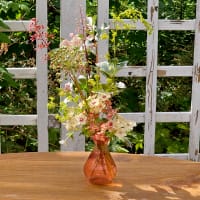 Puderrosa minivas med bukett - wh