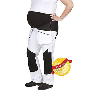 Arbetsbyxa för gravida med fickor, färg vit