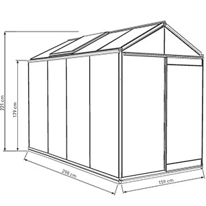 Hobbyväxthus i glas Piccolo aluminium