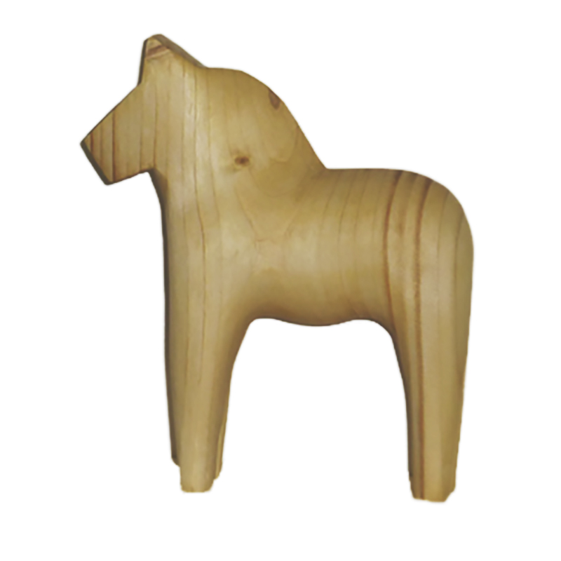 Handgjord trähäst i furu