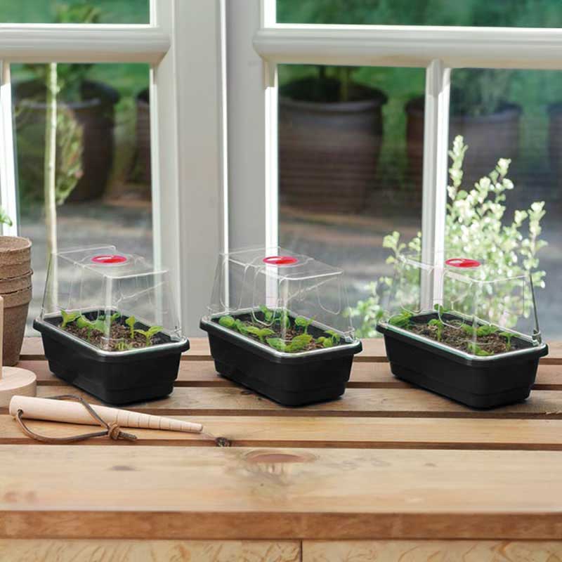 Worth Gardening Minidrivhus mini svart 3-pack