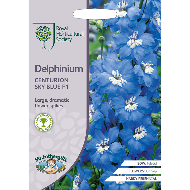 Frö till Trädgårdsriddarsporre 'Centurion Sky Blue' F1, Delphinium Elatum