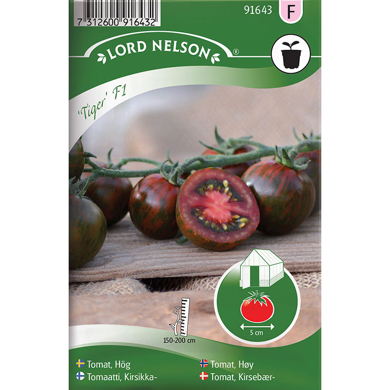 Frö till Tomat, Solanum lycopersicum 'Tiger' F1